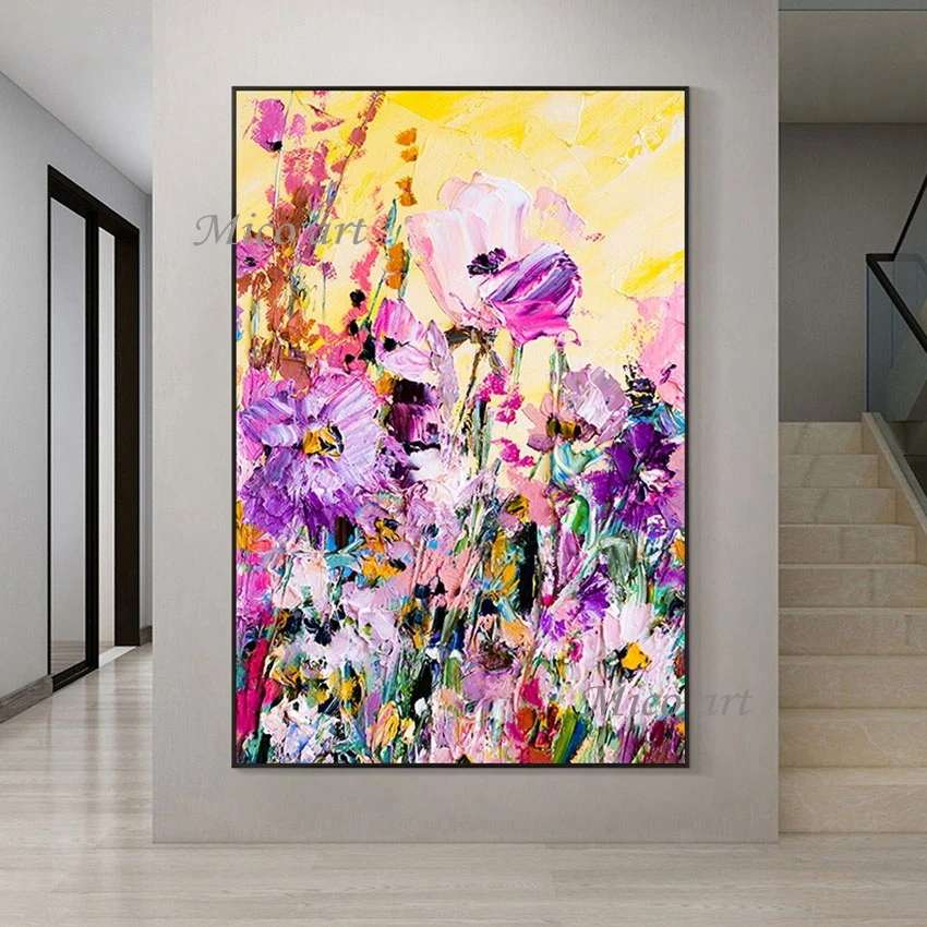 

Beautiful Scenery Wall Painting 100% Hand-painted Abstract Flowers Pictures As A Gift Unframed Art Acrylic Painting On Canvas