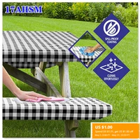 17ahsm pvc plaidstyle rectang flannel elastic band tablecloth party home dining table decorative waterproof oil proof tablecover