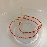 lovoacc 2022 new year red color rope chain bracelets for women gold color twist chain beaded charm bracelet causal accessories
