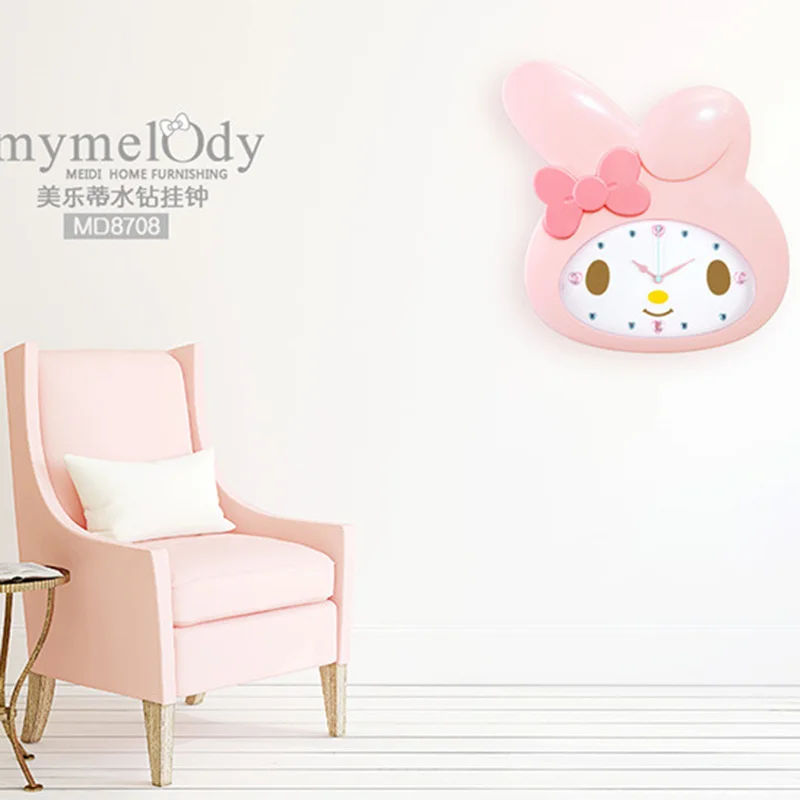 Pаспродажа Мультяшные бесшумные часы Sanrio My Melody, милые настенные часы, украшение для комнаты принцессы для девочек, кварцевые часы, подарки на день рожд... Скидка Мультяшные бесшумные часы Sanrio My Melody, милые настенные часы, украшение для комнаты принцессы для девочек, кварцевые часы, подарки на день рожд...