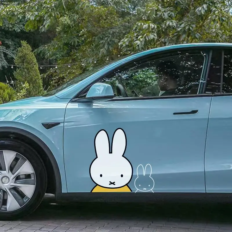 Фото Креативные аниме-наклейки Miffy Rabbit, водонепроницаемые наклейки для автомобиля и мотоцикла для украшения дверей/багажа, самоклеящиеся настенные рисунки с героями мультфильмов №1