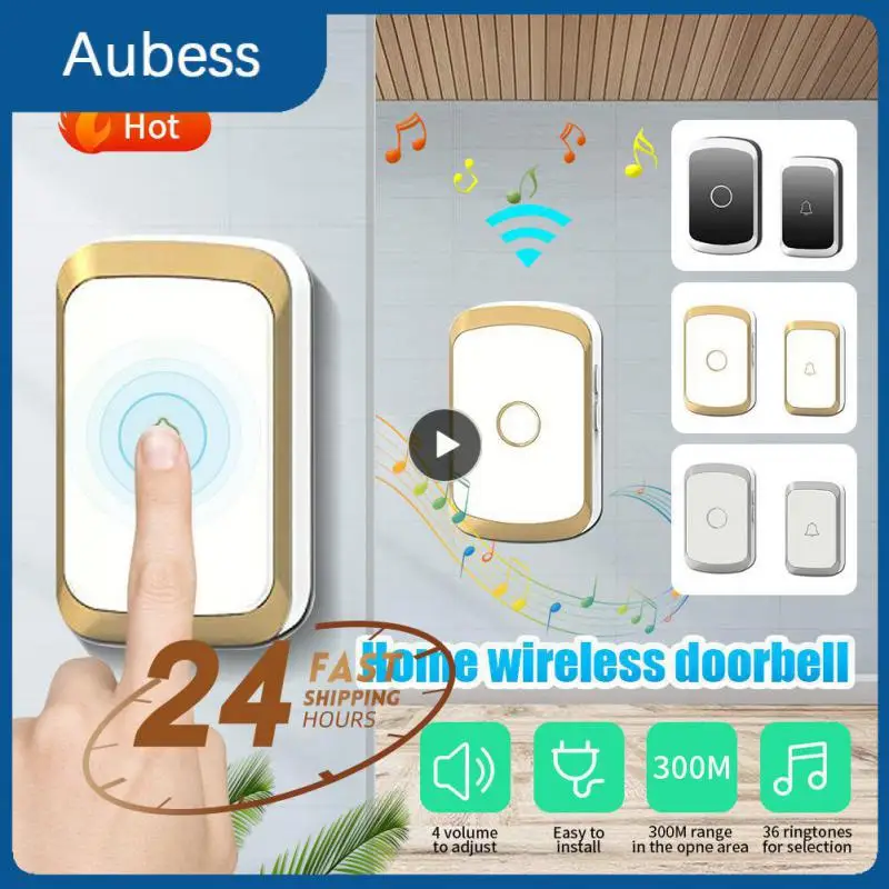 

1PCS Wireless Doorbell 36 Chimes Door Ring 100-240V 300M Range IP44 Waterproof EU UK US Plug Receiver Door Bell