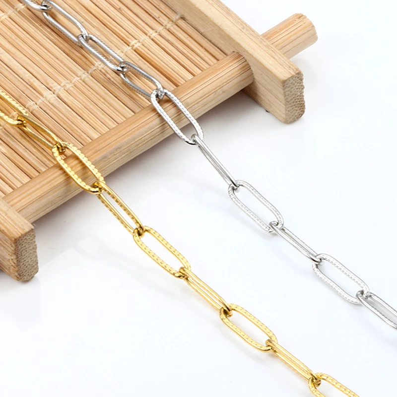 Stainless Steel Pressing Mark Close Chains Plated 18K Gold Jewelry Making Supplies  DIY Necklace Bracelet Fashion Accessories
