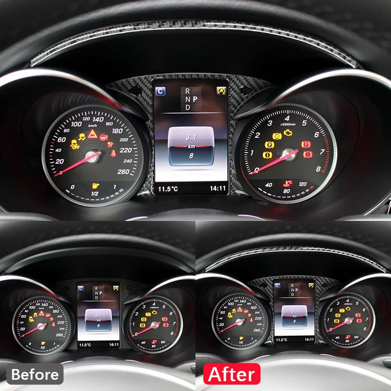 

2Pcs Carbon Fiber Console Control Panel Strips Fit For Mercedes-Benz C Class GLC W205 2016-2019 car accessories