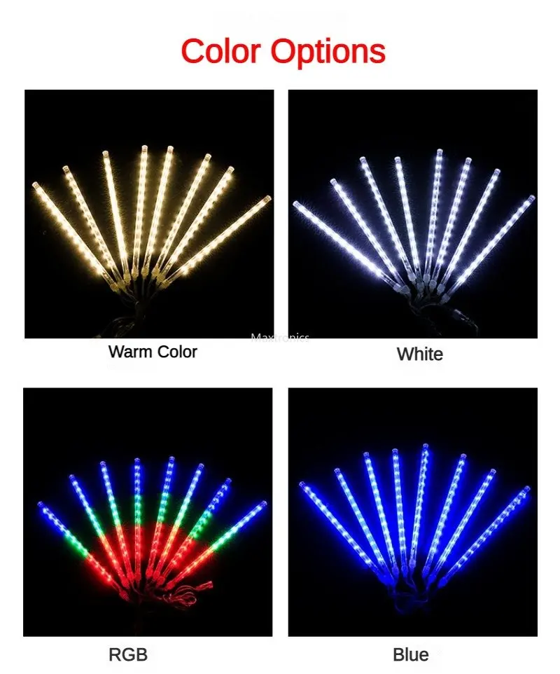 

30cm/50cm Meteor Shower Rain LED String Lights 8 Tubes/Set Waterproof EU/US Plug Outdoor Holiday Decoration for Home Tree Lamp