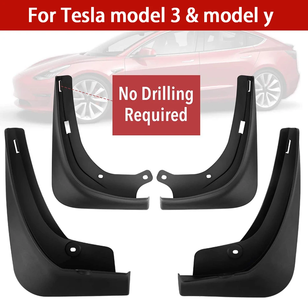 

Mud Flaps For Tesla Model 3 Model Y Accessories Guard Fender Front Rear Wheel Mudguard Carbon Fiber ABS No Drilling Required