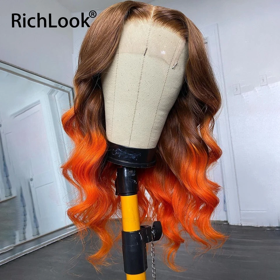 

Парик Омбре Ginger Body Wave, оранжевый, коричневый, 13 х4 HD, прозрачный, на сетке