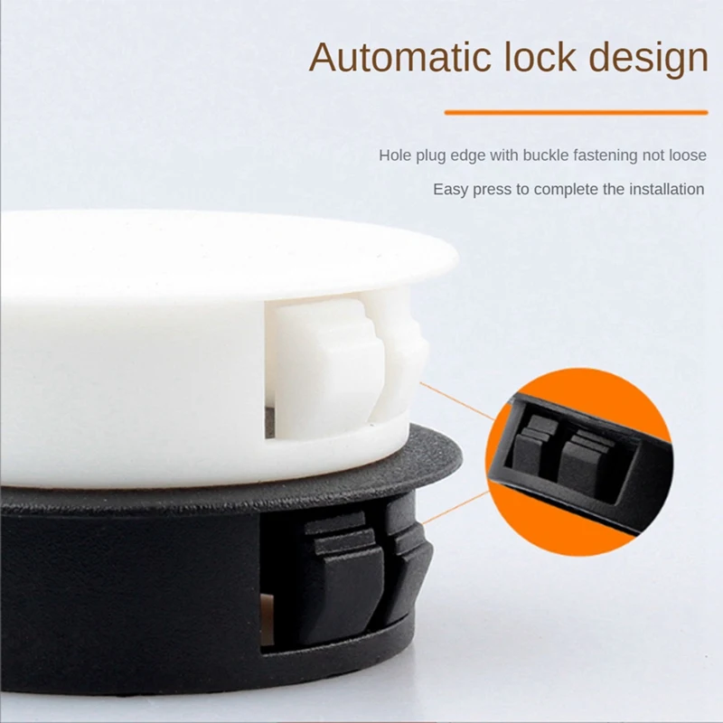 

50Piece Garden Plastic Hole Plug Round Furniture Table Cover Decorative Cover Black&White