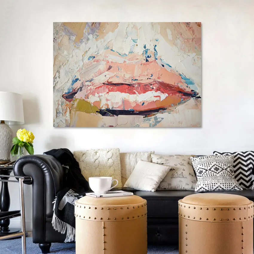 

Высококачественные изображения боди-арта абстрактные фигурки рот Ручная роспись Современная Картина на холсте для спальной комнаты насте...