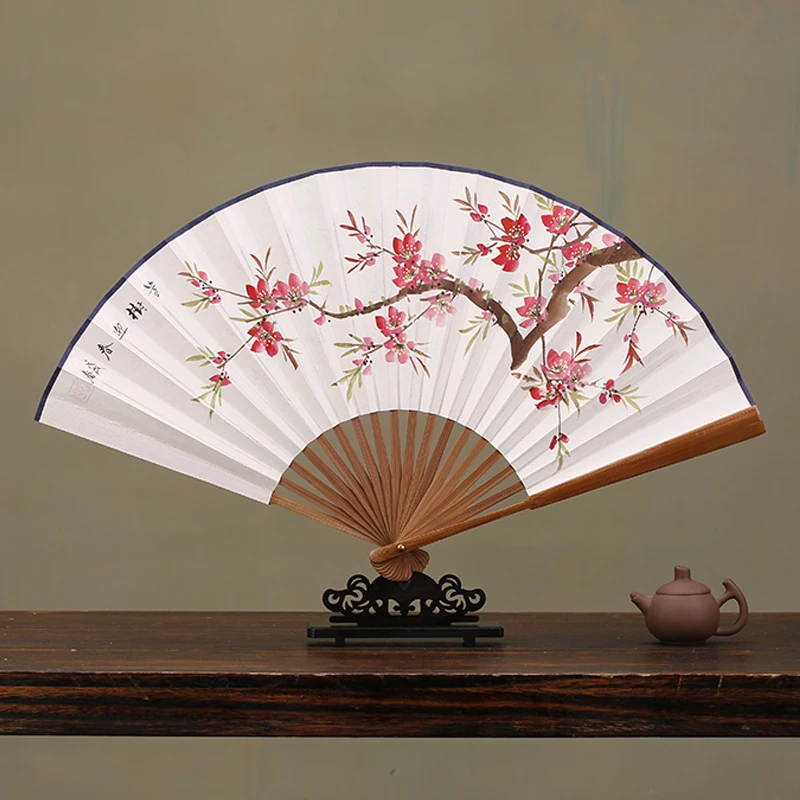 

Fan 8-Inch Hand-Painted Calligraphy White Paper Fan Chinese Style Men's and Women's Universal Folding Fan Ancient Style Daily