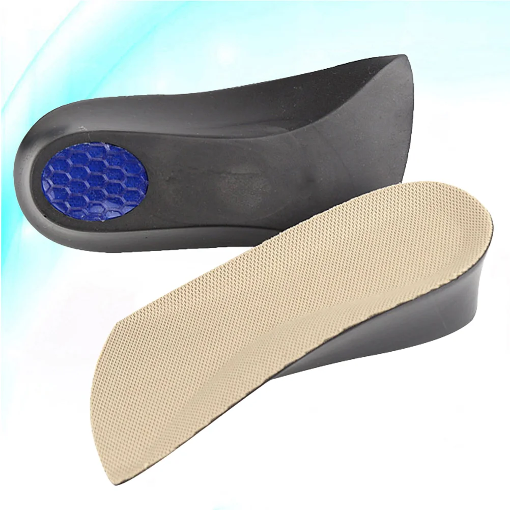 

1 Pair of 35cm Height Increase Insole PU Invisible Shoe Lifts Heel Insoles Shoe Elevator Inserts (Black Bottom Beige Surface)