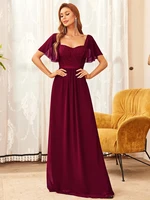 elegant evening dresses long square neckline straight silhouette floor length 2022 ever pretty of chiffon simple prom wome dress