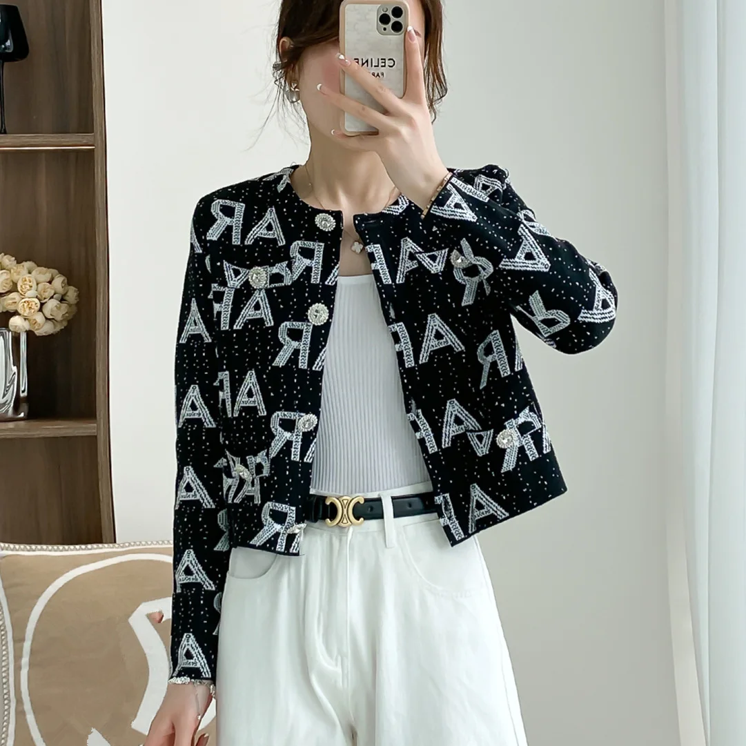 

Women's Short Letter Cardigan, Autumn Knitting Jacket