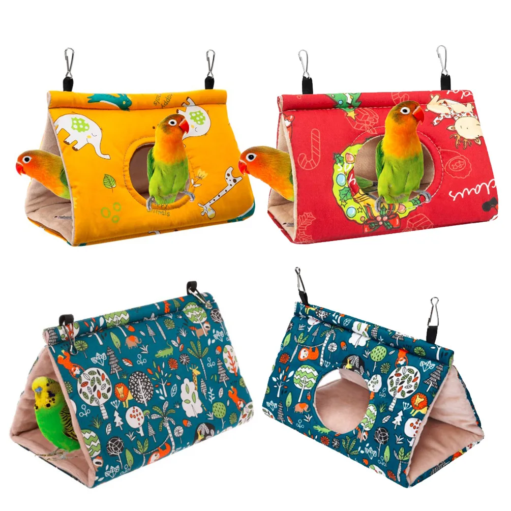 autumn winter warm parrot nest house comfortable hammock hanging cage plush thickened sleeping bed cave for bird pet accessories free global shipping