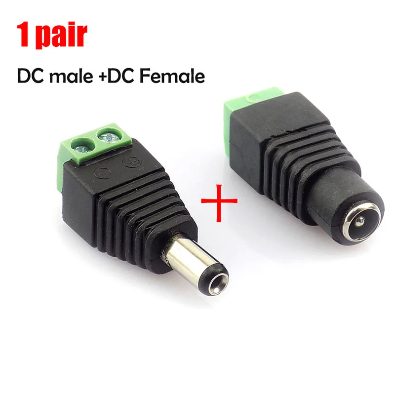 

1 Pair DC Male Female Jack Plug Connector 2.1x5.5 mm Power Supply Adapter BNC for CCTV Camera LED Strip Lamp Lighting Lights