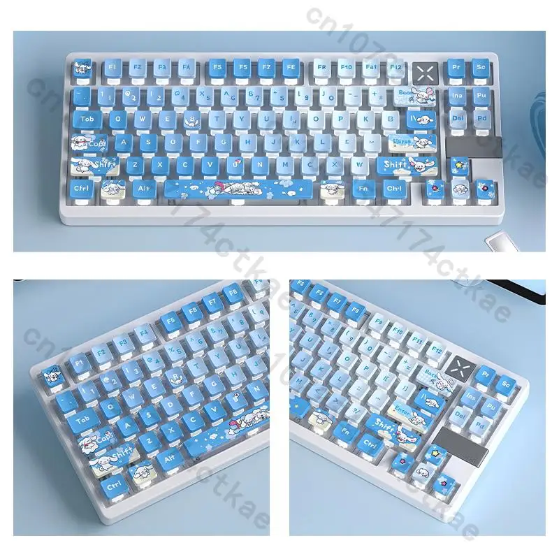 Аниме Cinnamoroll Keycap OEM Height Adapt 68/75/84/98/100/104 Полный комплект сменных колпачков для