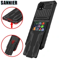 sannier shockproof phone case for oppo realme c25 c21y c21 c20 c17 c15 c12 c11 c3 card slot bracket cover for realme 5 5i 6i 7i