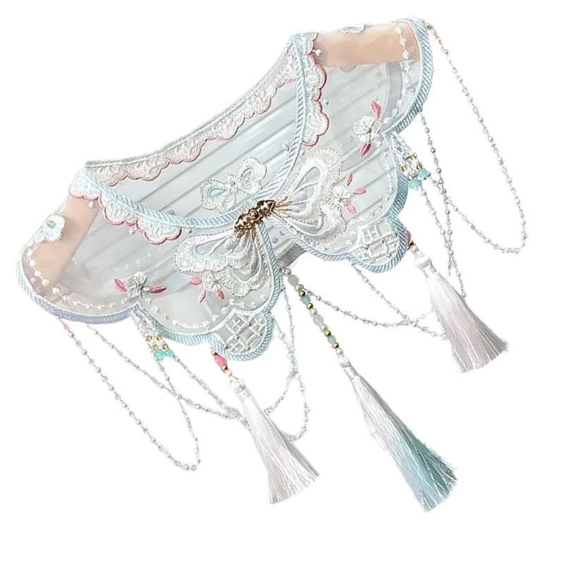 Новый стиль наплечная накидка с вышивкой бабочки для дам шаль накладным