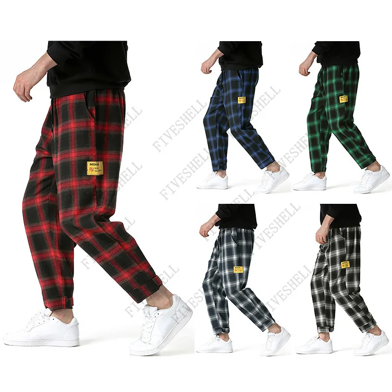2023 Fashion Plaid Joggers Pants Japanese Streetwear Jogging Sweatpants Men Harajuku Casual Sports Trousers Men Clothing