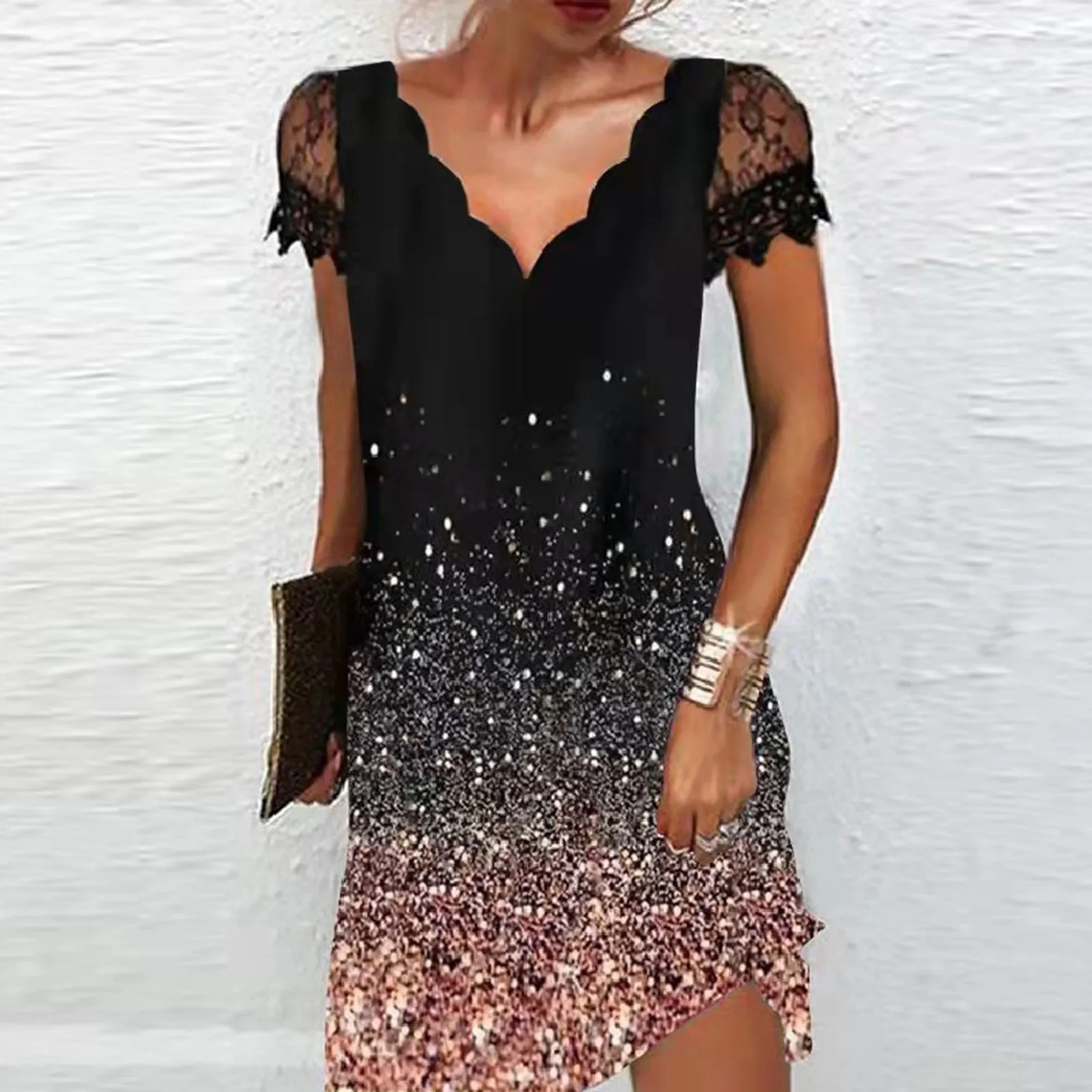 

2023 Dresses Women Loose Vintage Fashion Ruffles Befree Dress Lace Splice V Neck Sexy Summer Boho Casual Party Elegant Dresses