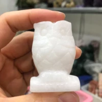 100 natural stone carved owl animal ornaments handmake white jade crystal stone crafts figurine home decor collect gifts 1pc
