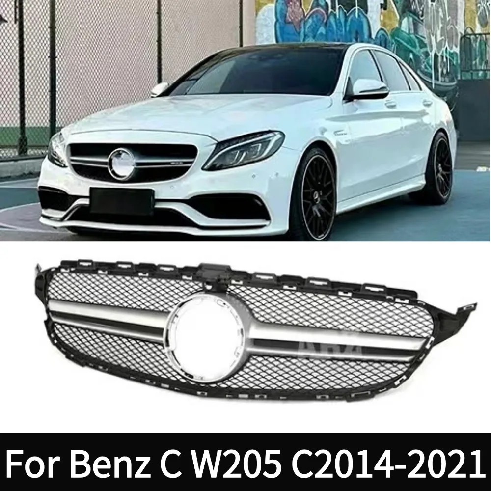 Для Mercedes Benz W205 C S205 C205 2014-2021 C260 C250 C180 C200 C300 Sport Tuning RefitFront Grille Bumper Grill AMG Style