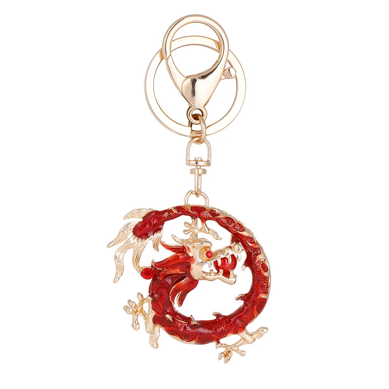 

Винтажный брелок из сплава с изображением Зодиака дракона, подвесное китайское украшение на удачу, подвеска-кошелек для сумки, брелок для автомобиля, креативный Новогодний подарок