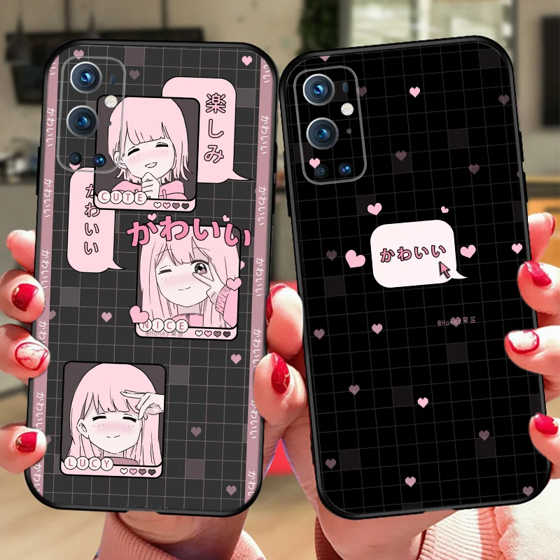

Cute popular anime girl Phone Case For OnePlus 8 9 pro 6 pro Anti-drop black silicone luxury case for 5 7 6T 7T 8T