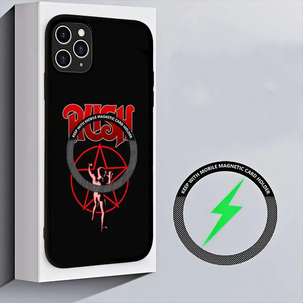 Фото Чехол для телефона Famous R-RUSH ROCK BAND для iPhone 13, 14, 15, 11, 12, 16, 17 Pro Max Plus, магнитный чехол Magsafe №2