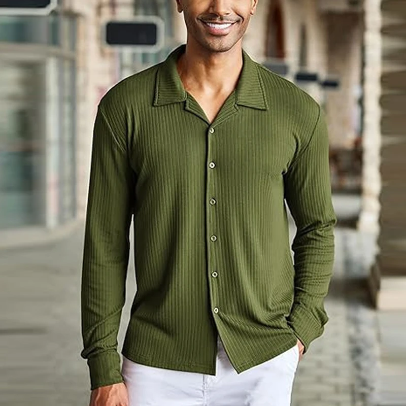 Рубашка мужская классическая с длинным рукавом приталенная Повседневная