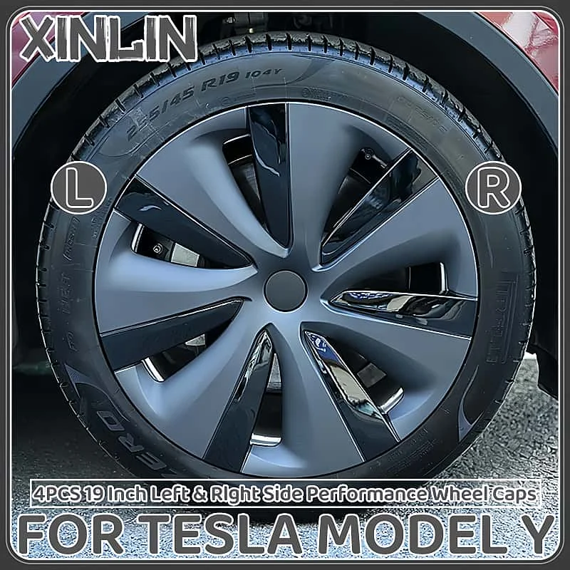 Фото 4 шт., 19-дюймовая крышка ступицы для Tesla Model Y, сменная крышка ступицы колеса, правая и левая крышка, полная крышка обода, аксессуары 2024 №1