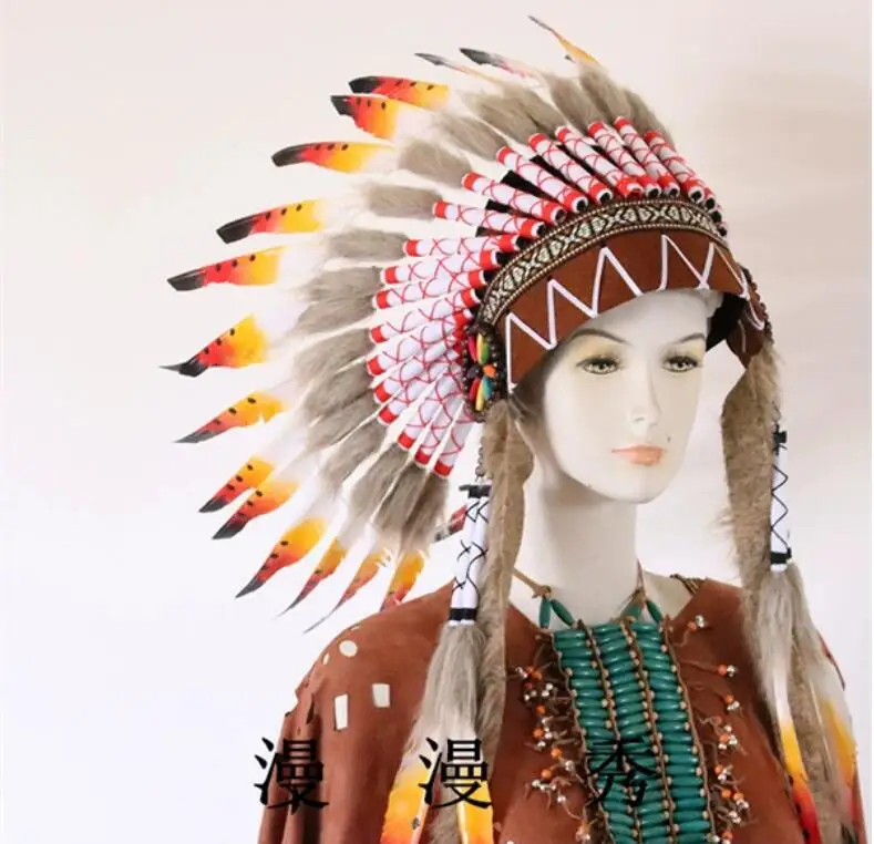 Индийский головной убор с перьями винтажная этническая шляпа