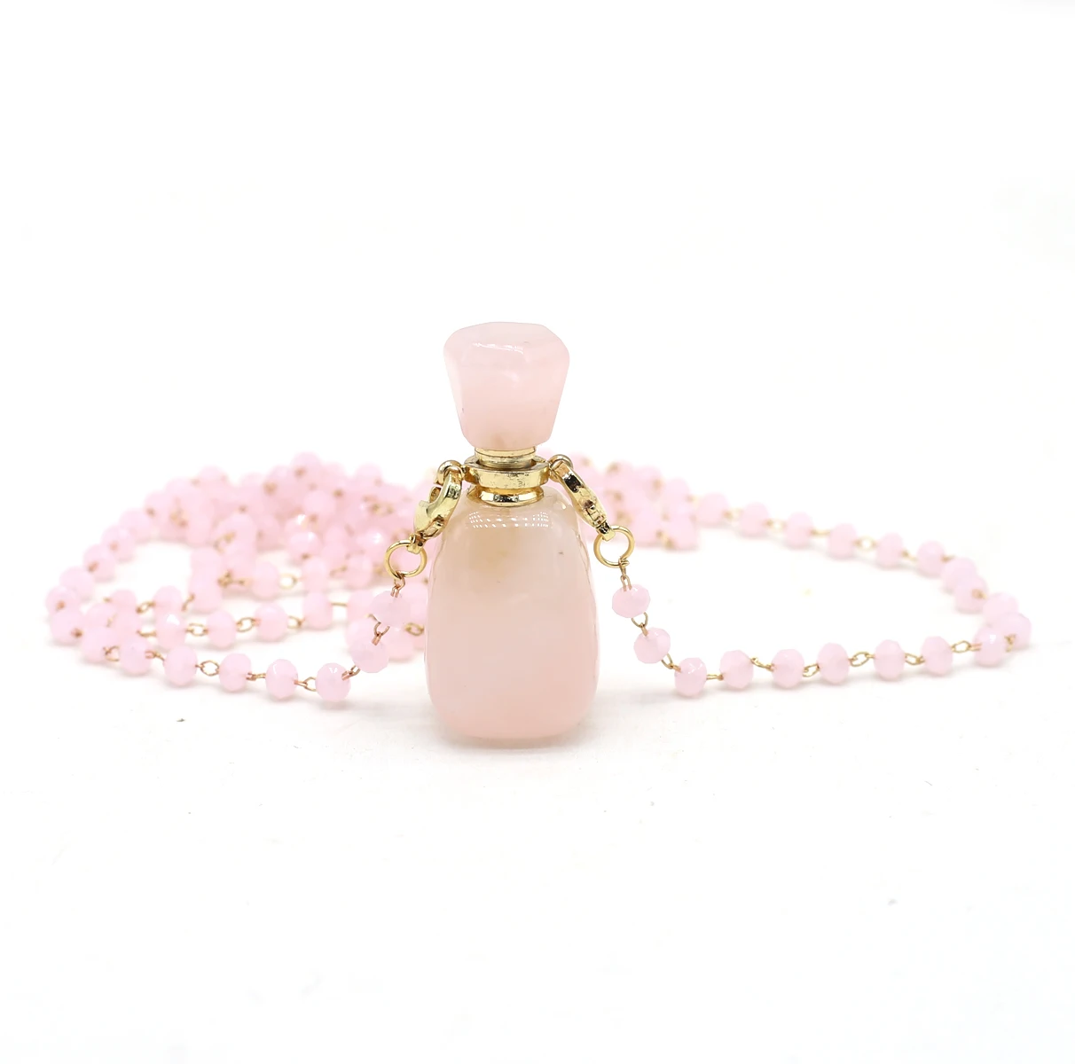 

Ожерелье с подвеской в виде флакона духов из розового кварца, 2022 натуральный камень, цепочка с розовыми кристаллами, ожерелья для женщин, во...