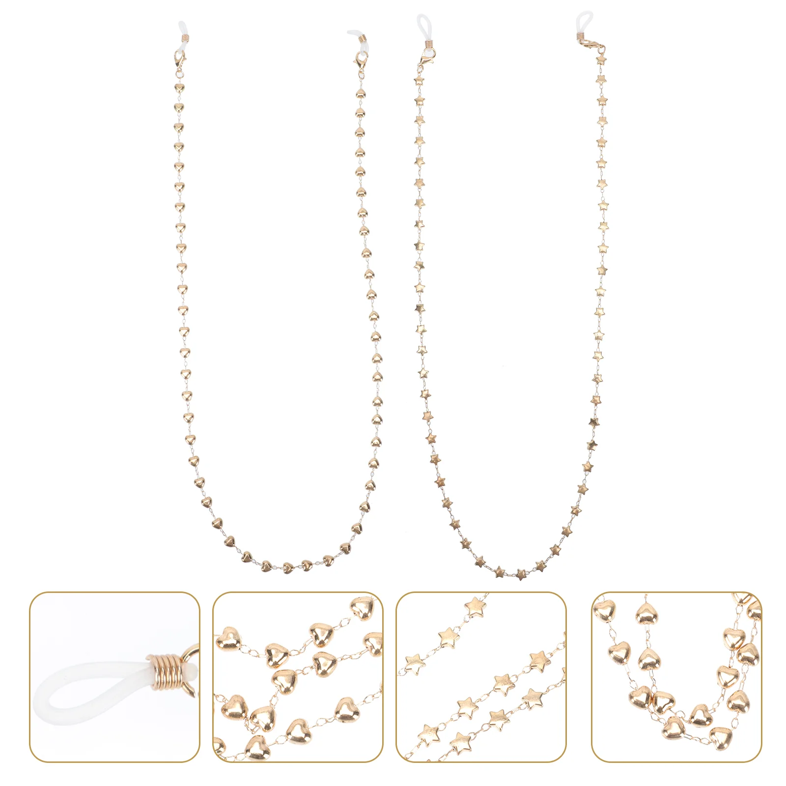

Chain Glasses Eyewomen Eyeglass Strap Lanyardholder Retainer Necklace Eyewear Sunglasses Heart Shape Weardecor Golden Alloy