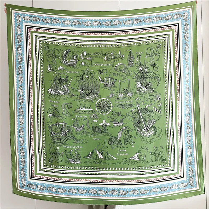 Зеленый шелковый шарф из чистого шелковицы женский роскошный дизайнерский шаль