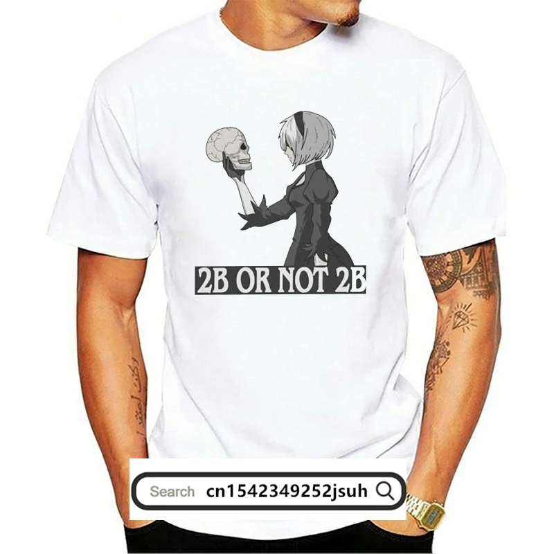 

Men's NieR Automata 2B Or Not 2B T Shirts YoRHa 2B Game Pure Cotton Tops Funny Short Sleeve Round Neck Tees Gift Idea T-Shirts