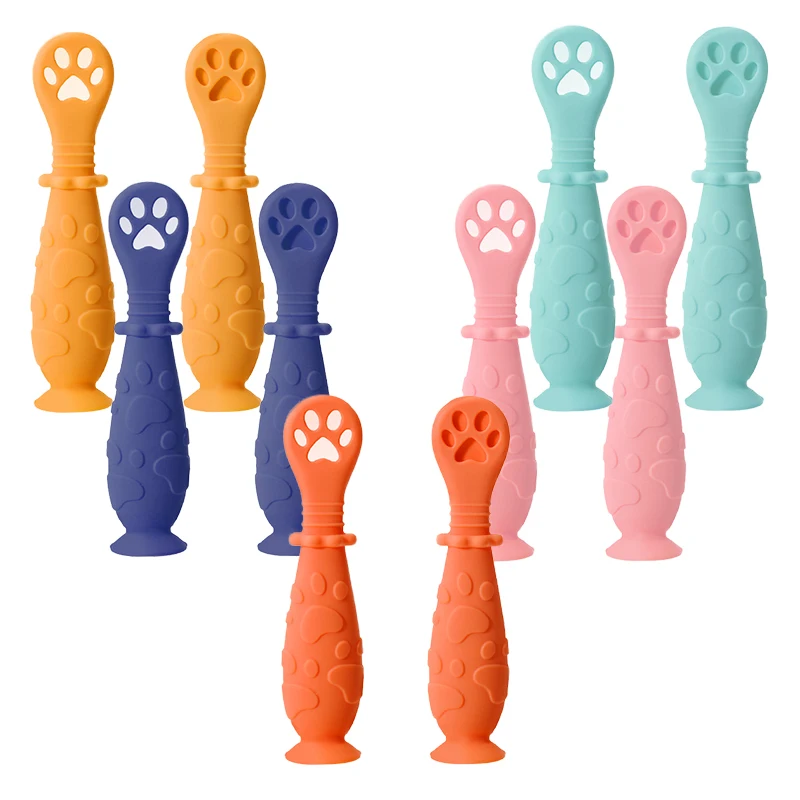 

2Pcs/Set Pre-Spoon Baby Set BPA Free Silicone Self Feeding Utensil Weaning For Kids Ages 6 Months+ Gadgets Newborn Accessories