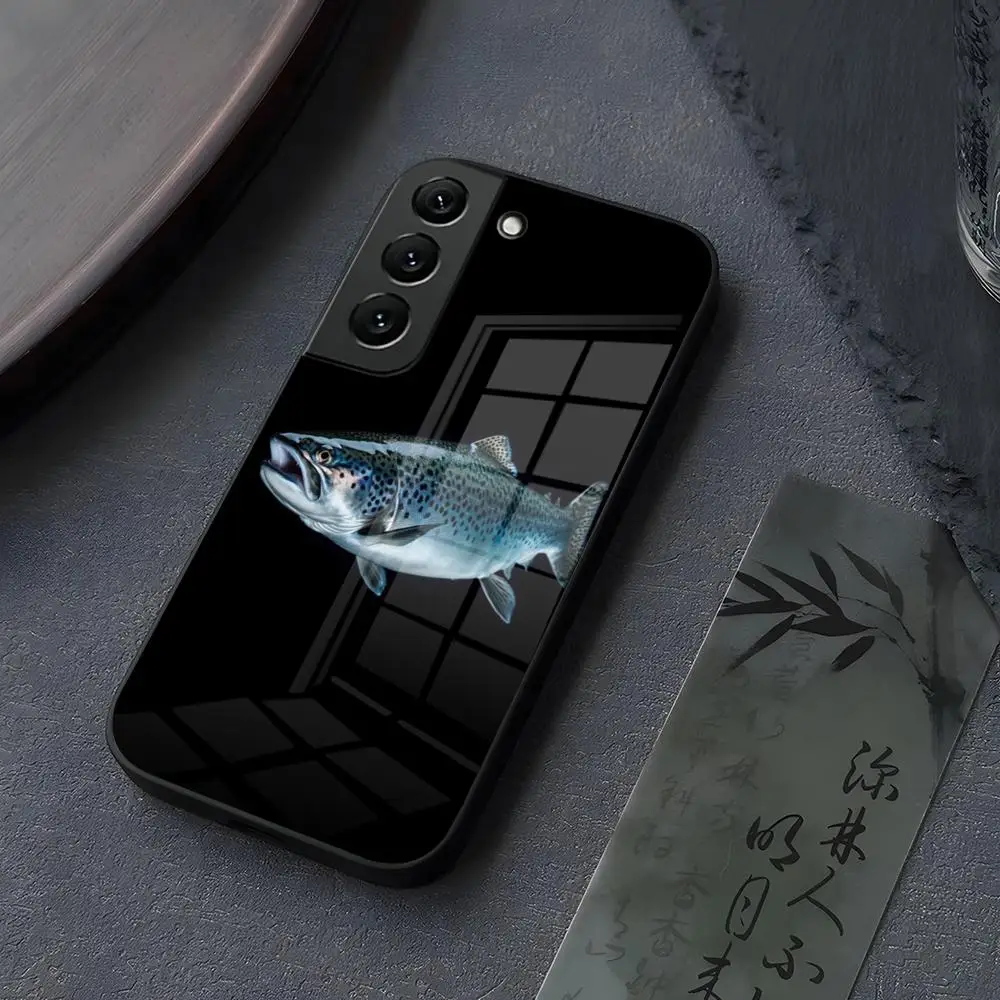 Чехол для телефона Shimano Fish Glass Samsung Galaxy S20 S25 S21 S22 S24 S23 Ultra Fe Plus A34 A54 A16 A24 A52 A53 M54 Coque