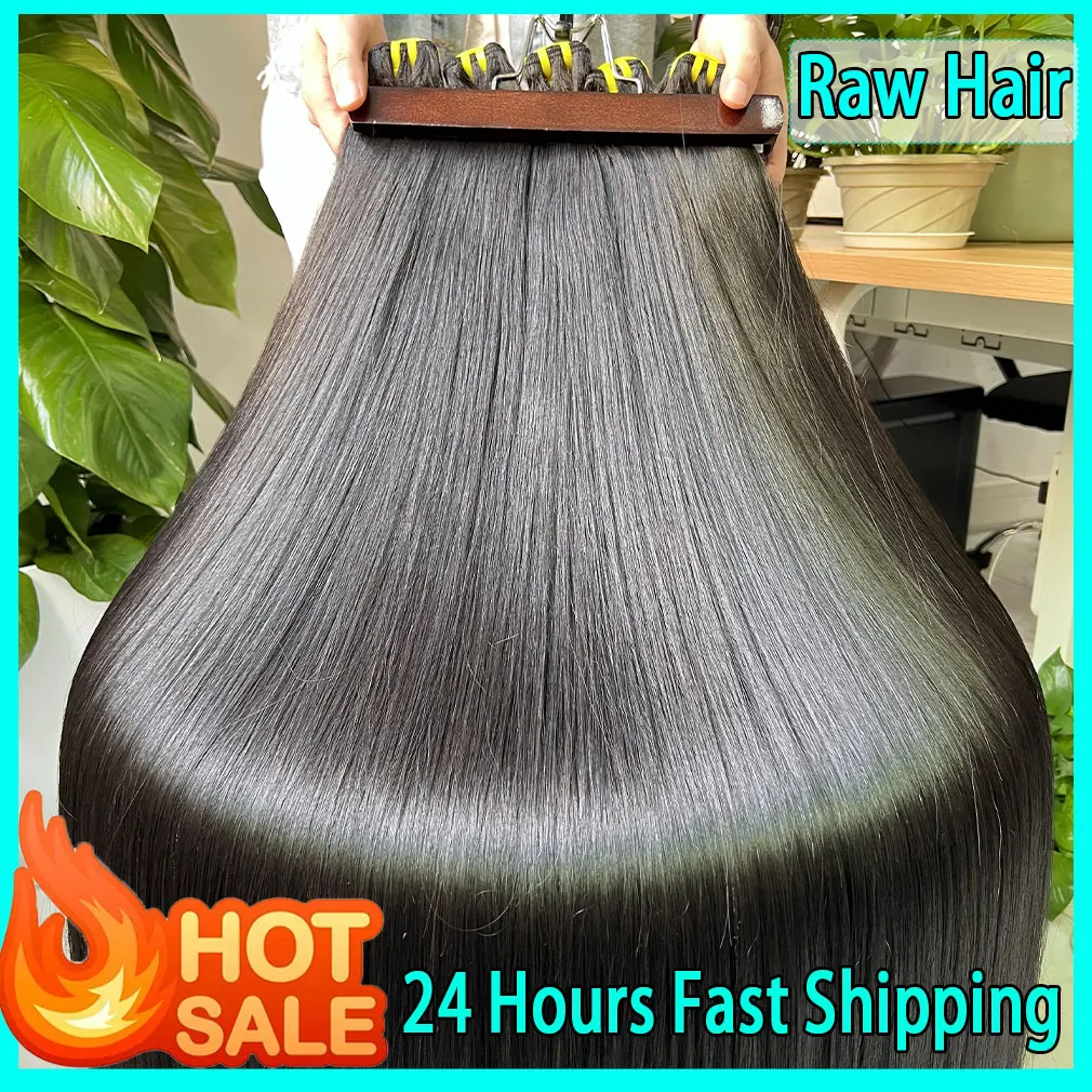 Bone Straight Raw Virgin 100% Human Hair Bundles 10-36 Inch Double Weft Unprocessed Vietnamese Hair Extensions #1B Natural Black
