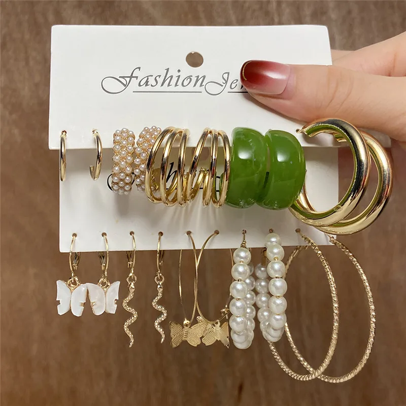 Набор серег-бабочек из акрилового жемчуга и смолы для женщин - Цена: 167.2