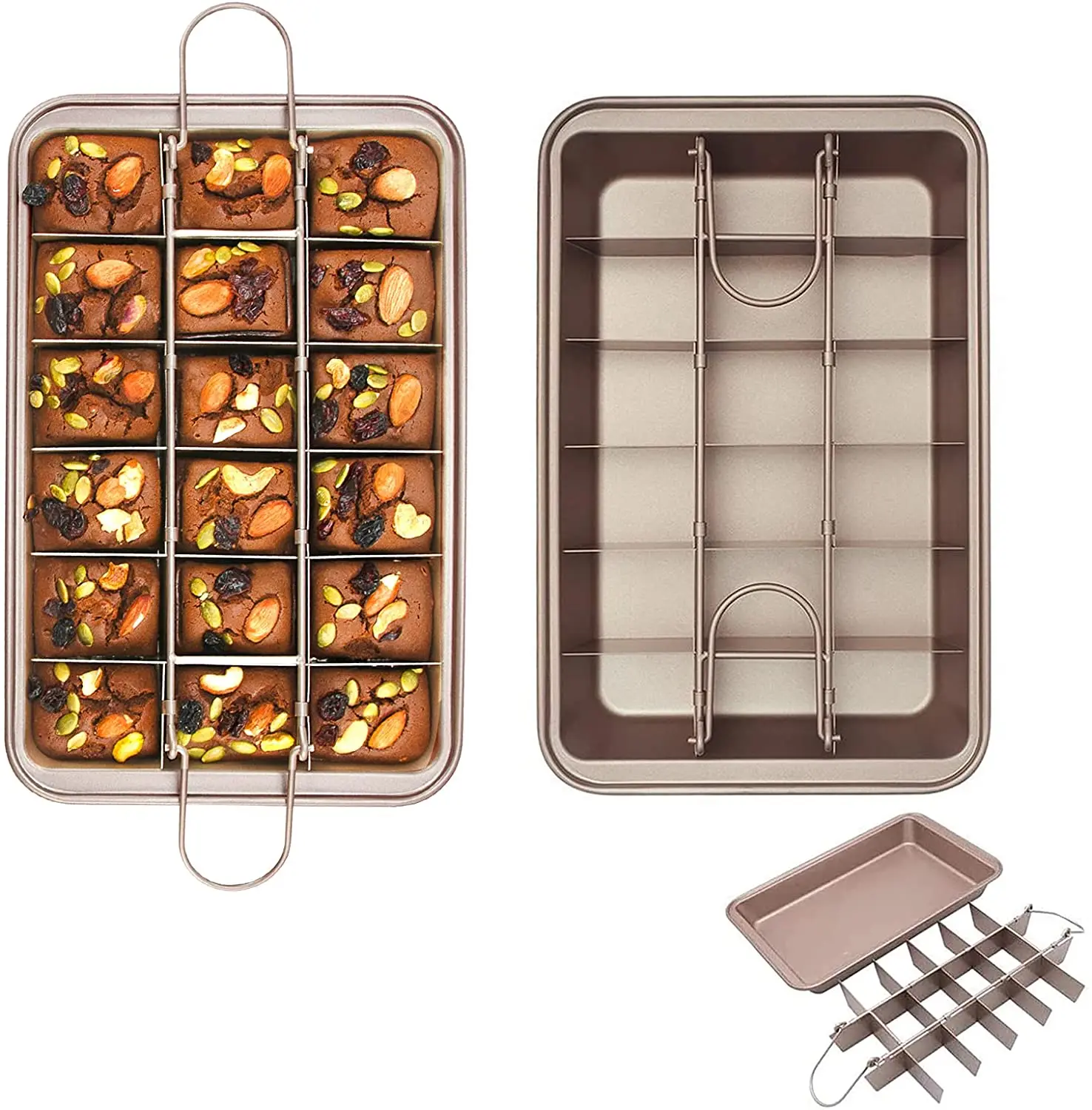 

brownie pan non stick brownie pans with dividers 18 pre-slice brownie baking tray carbon steel bakeware for oven baking size 12