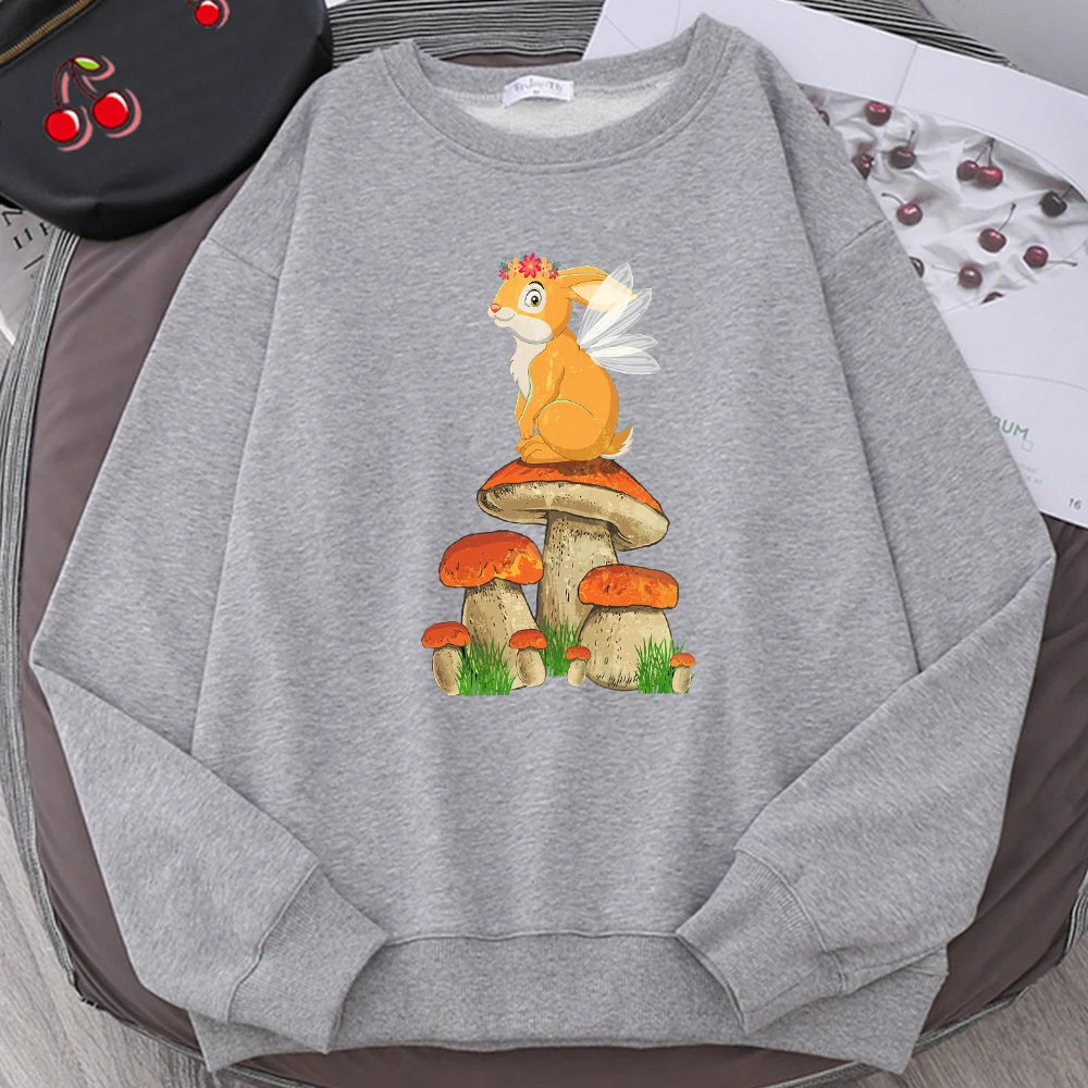 

Cottagecore эстетические пуловеры в виде Феи кролика грибов женский милый модный свитер Осенняя флисовая одежда Свободный теплый женский свитер