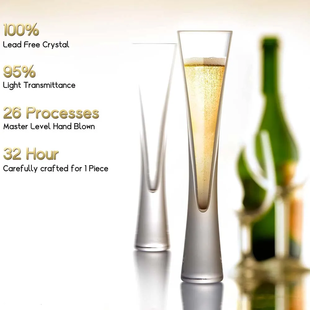 Ereganto Champagne Glasses Glitter Flutes Clear Cups Bubble Wine Tulip Cocktail for Bar Party Gift Wedding Bubbly
