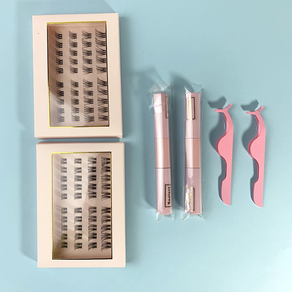 

DIY Eyelash Extension Kit,2 Boxes Cluster Lashes,2 Pcs Bond And Seal,2 Pcs Lashes Applicator