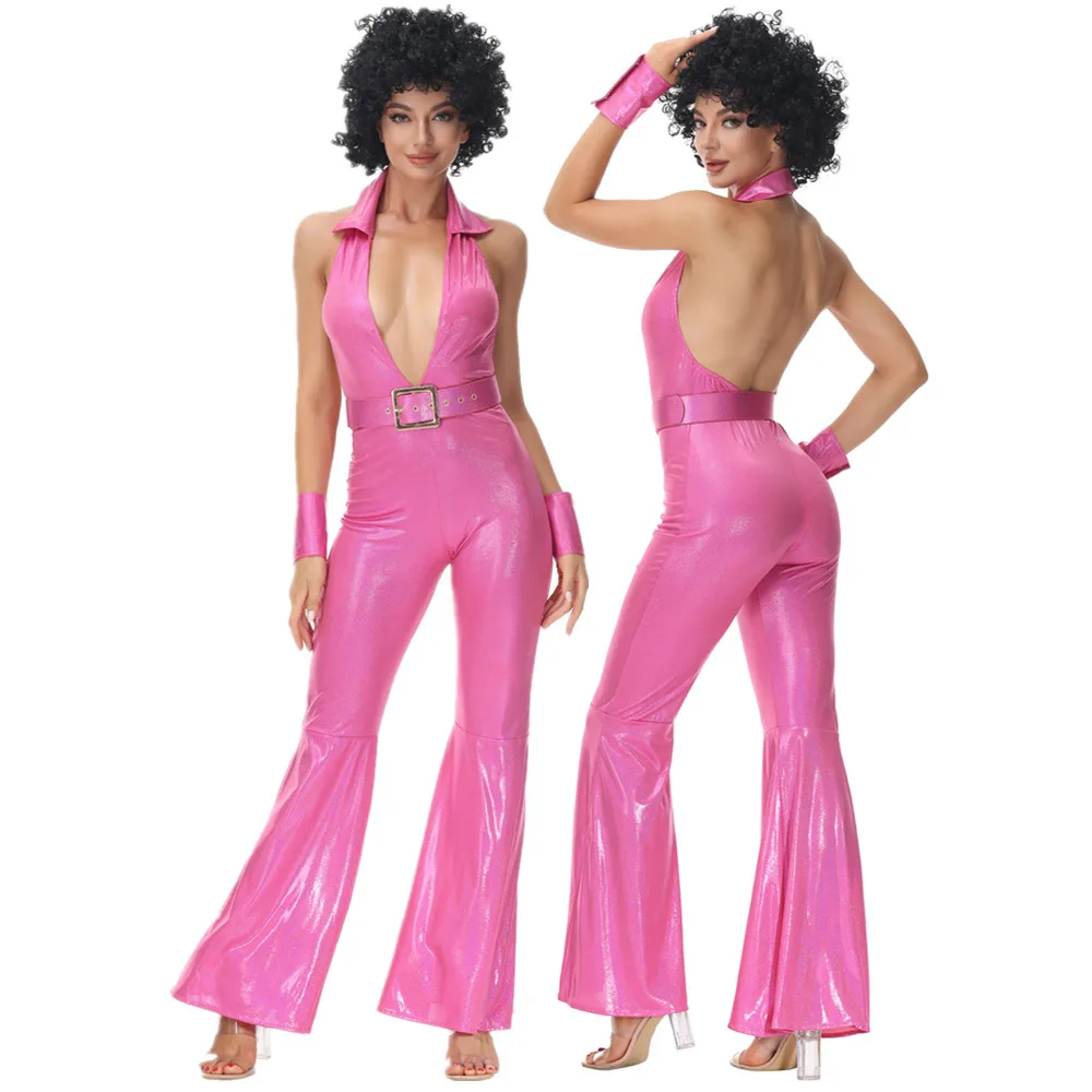 

Женский винтажный костюм для косплея в стиле хиппи, костюм для выступления на сцене, танцев, Хэллоуина, дискотеки, певицы, в стиле хиппи, 70-х и...
