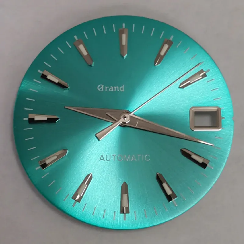 Watch accessories white green dial GS and S logo  + hands with C3 green luminous 28.5mm for SKX007 NH35/36 movement  watch case