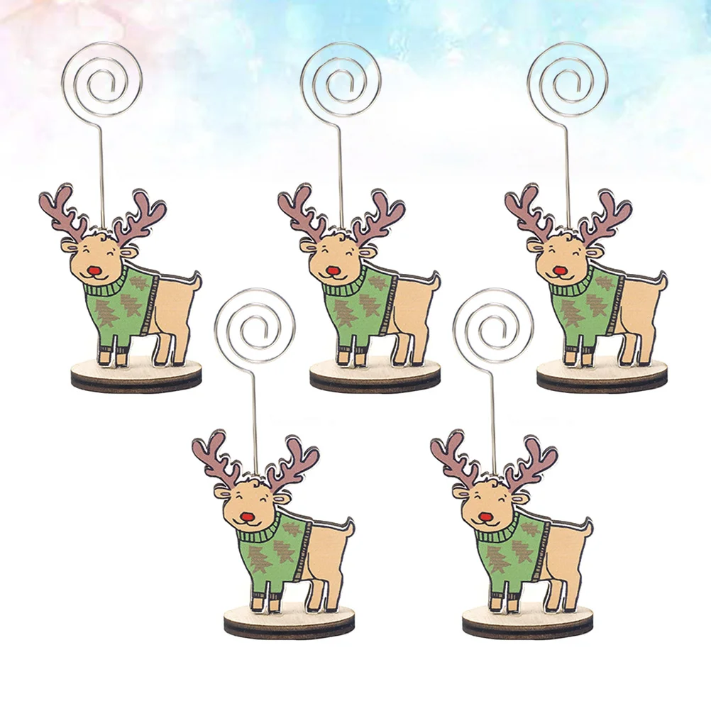 

5 Christmas Photo Clips Portable Message Folder Holder Note Clip for Xmas Party Festival