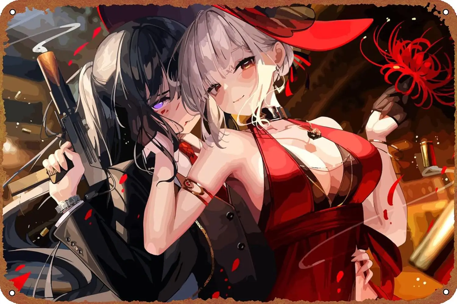 Плакат lycoris recoil металлическая табличка жестяная вывеска винтажный металлический