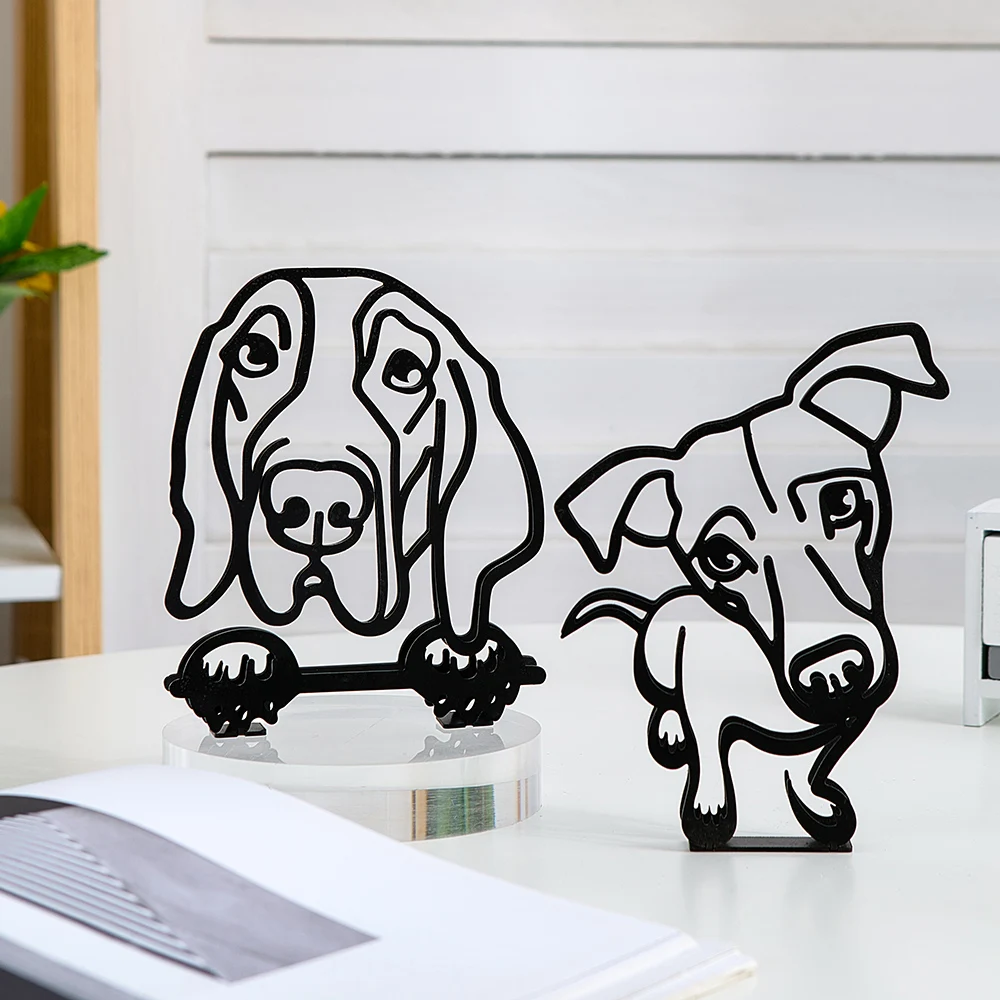 

Home Decoration Items Room Simple Metal Dog Sculpture Office Accessories Cat Ornament Gift Desktop Abstract Art Cute Miniature