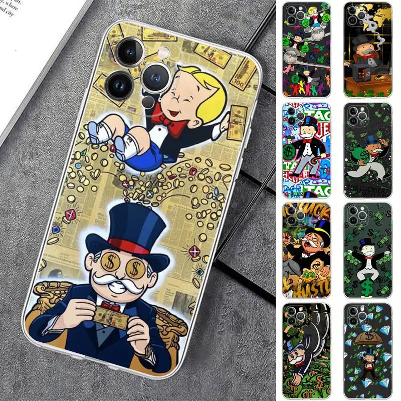 

Cartoon Luxury Dollar MonopolyS Phone Case For iPhone 14 13 12 Mini 11 Pro XS Max X XR SE 6 7 8 Plus Soft Silicone Cover